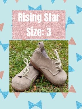 Rising Star Kids Suede Lace-Up Shoes in Taupe